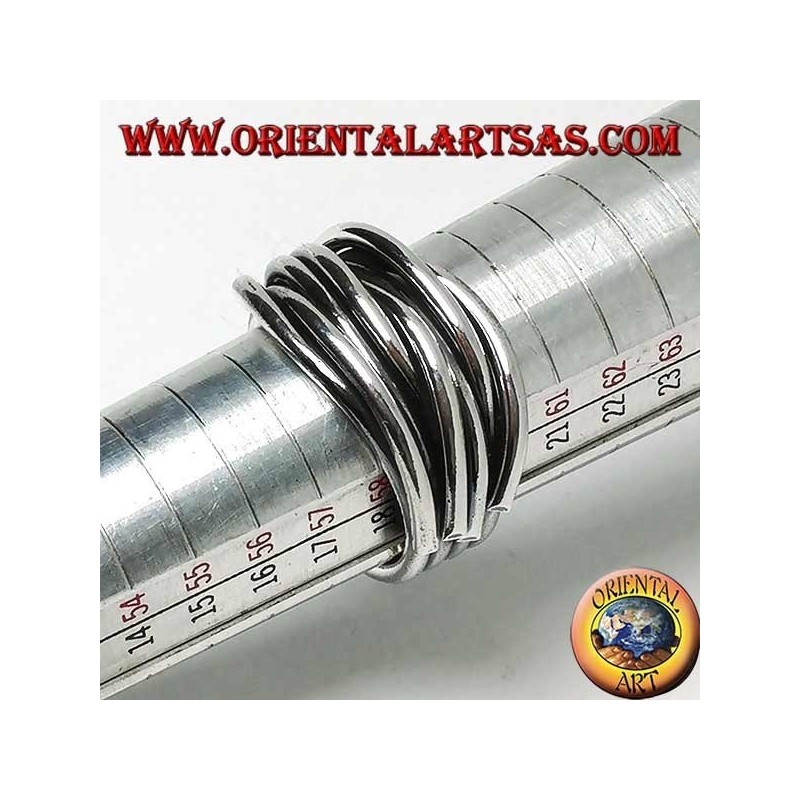 Silver ring with intertwined threads