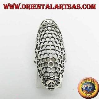 Bague en argent en forme d'ellipse allongée