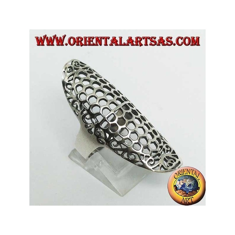 Bague en argent en forme d'ellipse allongée