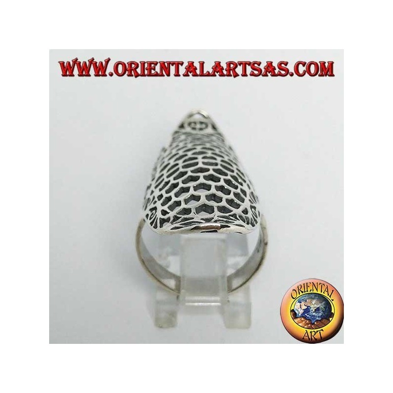 Anello in argento traforato a forma di ellisse allungato