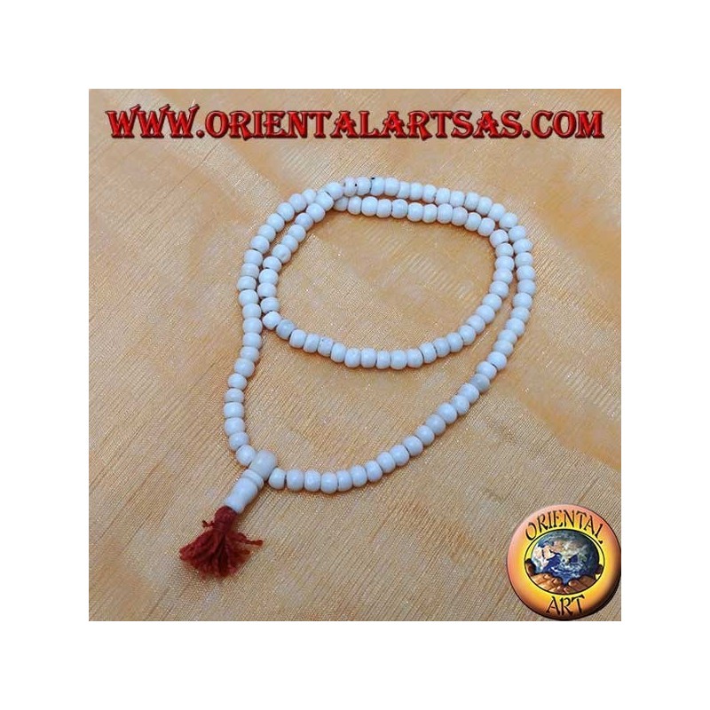 Buddhistischer Rosenkranz von Mālā (Japamālā) mit 108 Körnern von 6 mm. in Yak Knochen