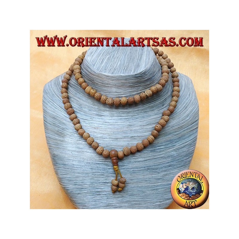 Mālā (Japamālā) 108 perles 8 mm chapelet bouddhiste. dans les graines Ritu ou Raktu et une touffe de graines