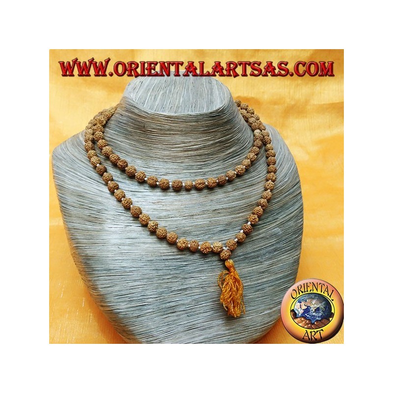 Mālā rosario buddista da 108 Grani da 6 mm. in semi di Rudra annodati singolarmente