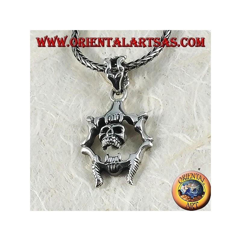 Silver pendant Mobile skull