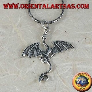 Silver pendant, large Celtic basilisk dragon