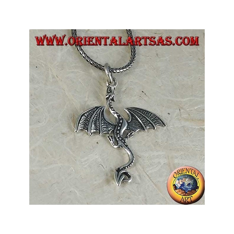 Silver pendant, large Celtic basilisk dragon