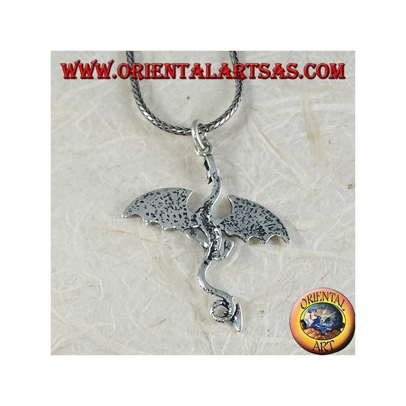 Silver pendant, large Celtic basilisk dragon