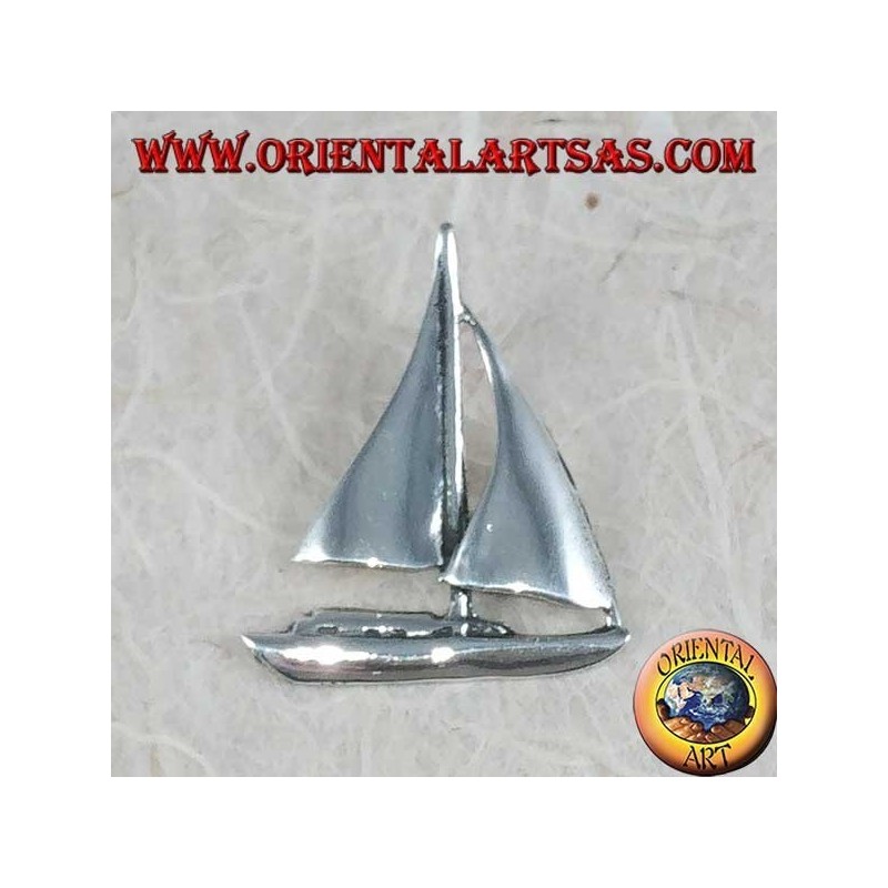 Silver pendant, medium sailboat