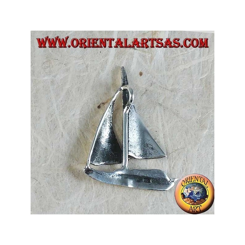 Silver pendant, medium sailboat