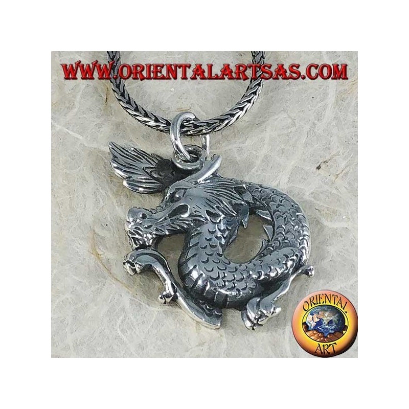 Colgante de plata, dragón del año nuevo chino