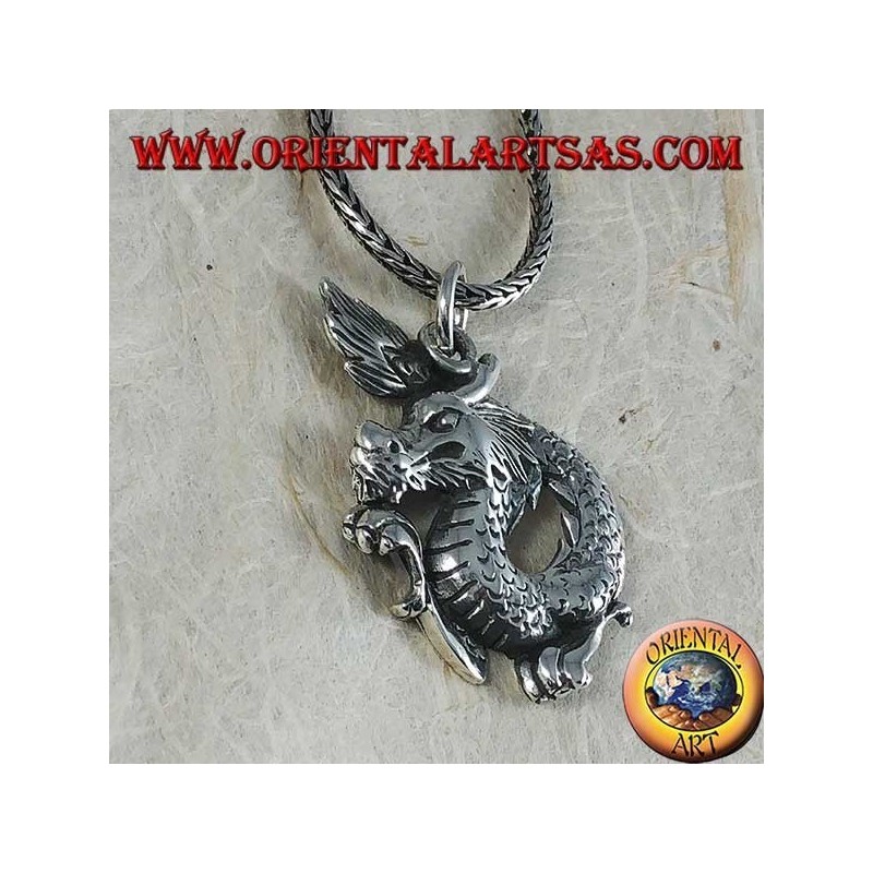 Colgante de plata, dragón del año nuevo chino