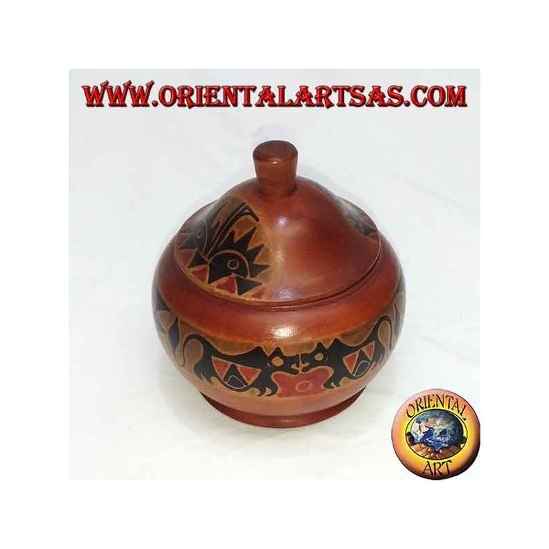 hand-painted jewelry box in mahogany wood from Lombok (red, big)