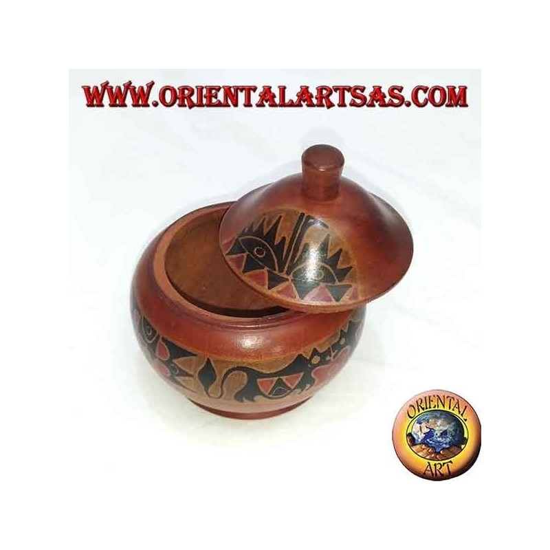 hand-painted jewelry box in mahogany wood from Lombok (red, big)