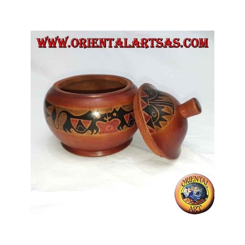 hand-painted jewelry box in mahogany wood from Lombok (red, big)