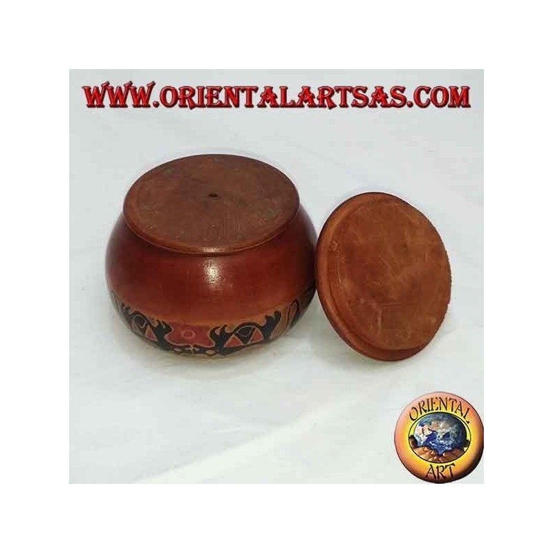 hand-painted jewelry box in mahogany wood from Lombok (red, big)