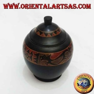 Lombok mahogany wood hand-painted jewelry box (black, large)