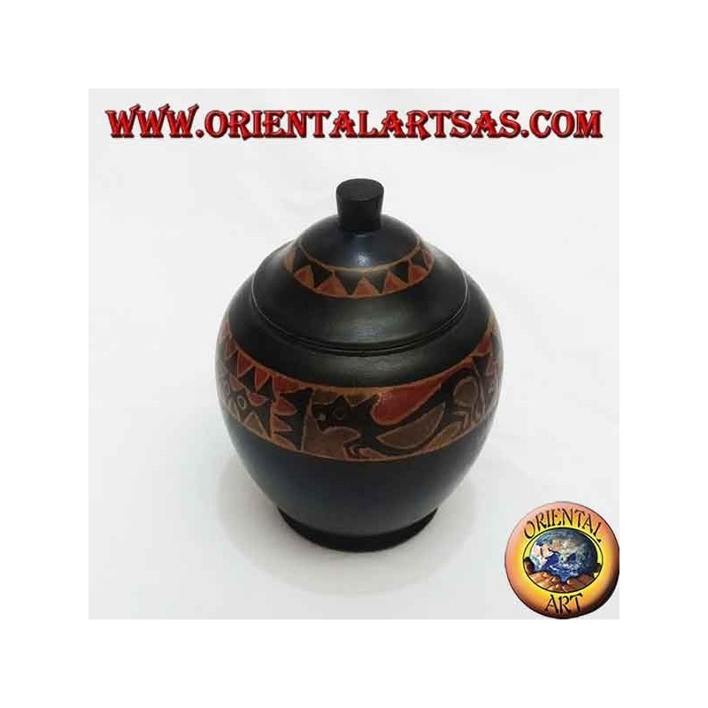 Lombok mahogany wood hand-painted jewelry box (black, large)