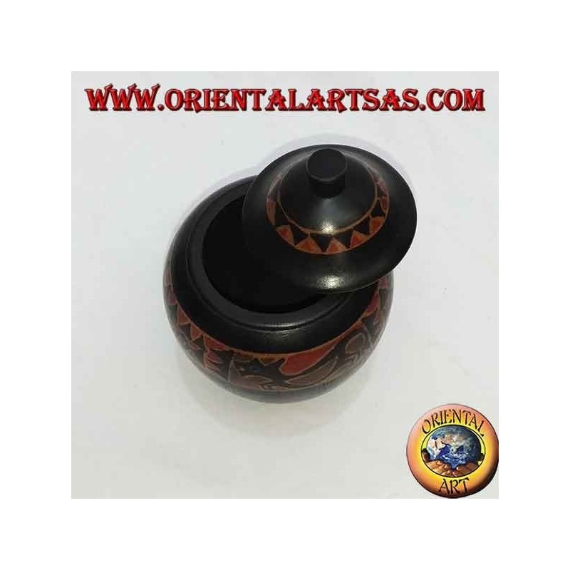 Lombok mahogany wood hand-painted jewelry box (black, large)