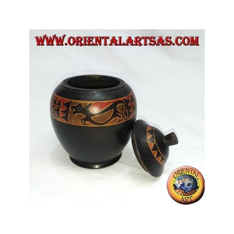 Lombok mahogany wood hand-painted jewelry box (black, large)