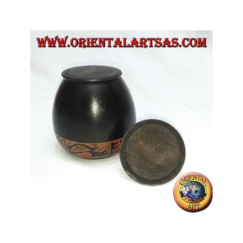 Lombok mahogany wood hand-painted jewelry box (black, large)