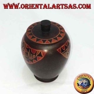 Hand painted jewelry box made of elongated Lombok mahogany (brown, large)