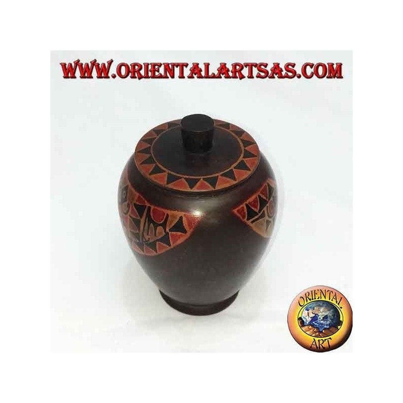 Hand painted jewelry box made of elongated Lombok mahogany (brown, large)