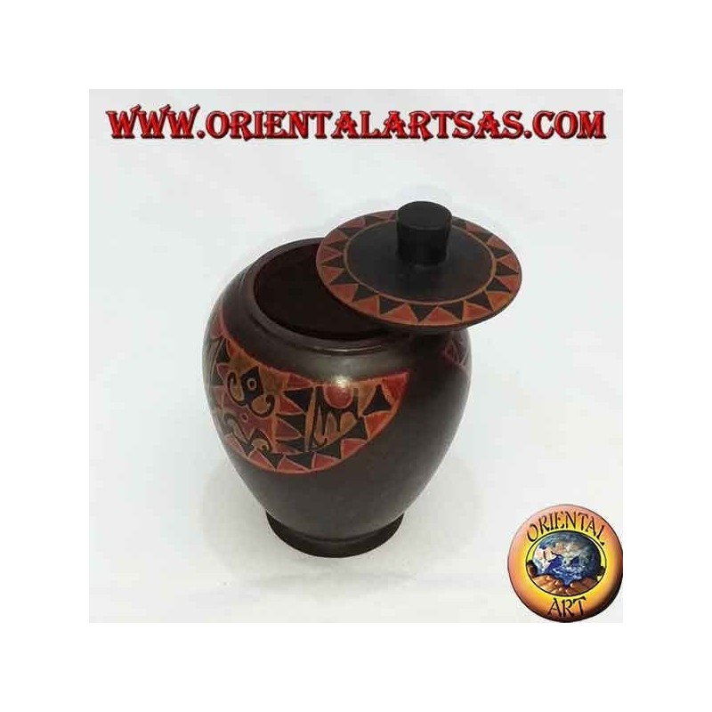 Hand painted jewelry box made of elongated Lombok mahogany (brown, large)