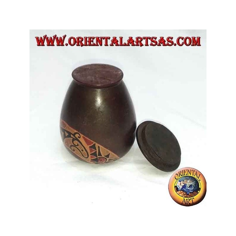 Hand painted jewelry box made of elongated Lombok mahogany (brown, large)