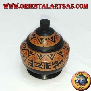 Lombok mahogany wood hand-painted jewelry box (black, small)