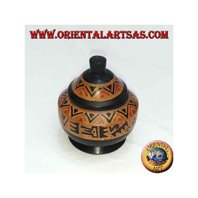 Lombok mahogany wood hand-painted jewelry box (black, small)