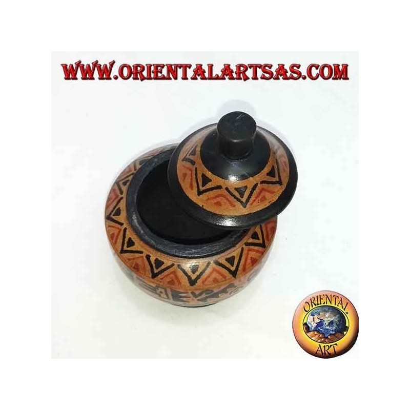 Lombok mahogany wood hand-painted jewelry box (black, small)