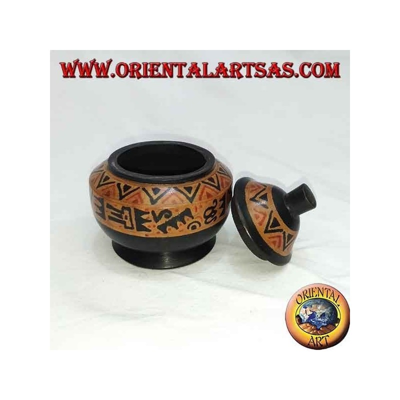 Joyero de madera de caoba lombok pintado a mano (negro, pequeño)