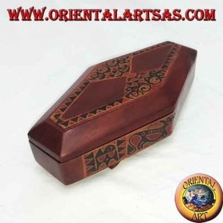 Portagioie dipinto a mano in legno di mogano di Lombok romboidale (rosso, piccolo)