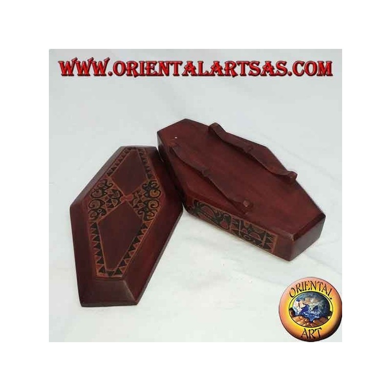 Joyero de caoba Lombok pintado a mano en forma de diamante (rojo, pequeño)