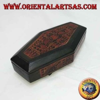 Hand-painted jewel case in rhombus Lombok mahogany (green, large)