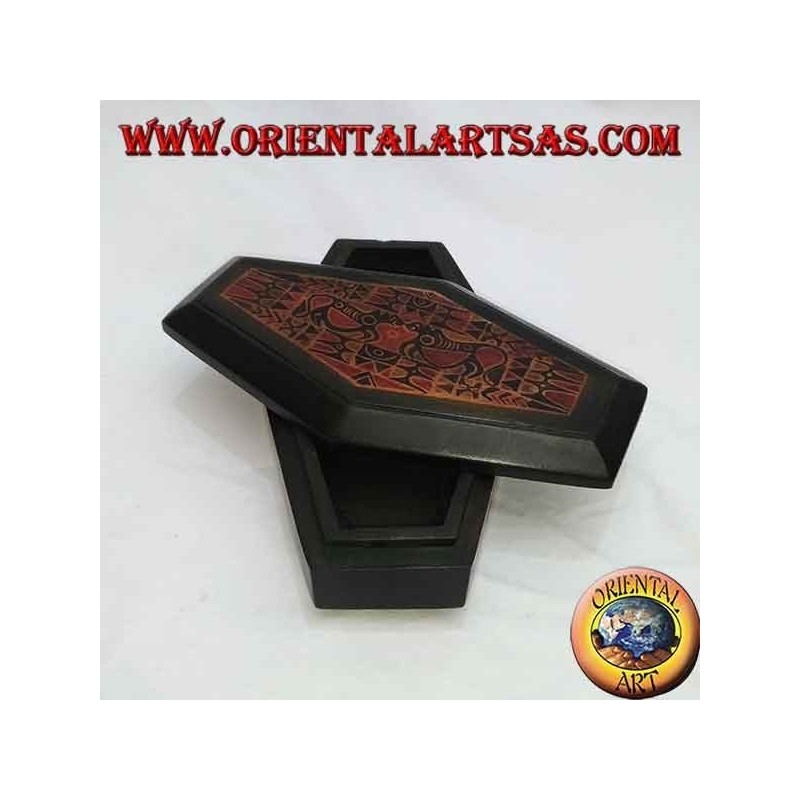 Hand-painted jewel case in rhombus Lombok mahogany (green, large)