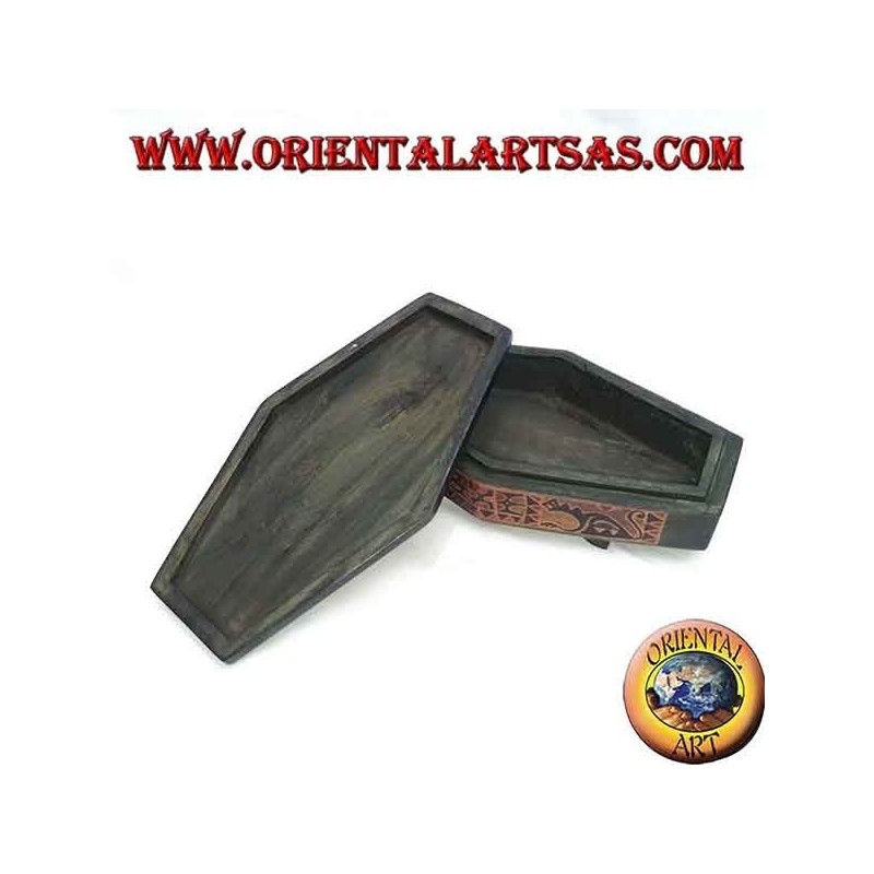 Hand-painted jewel case in rhombus Lombok mahogany (green, large)