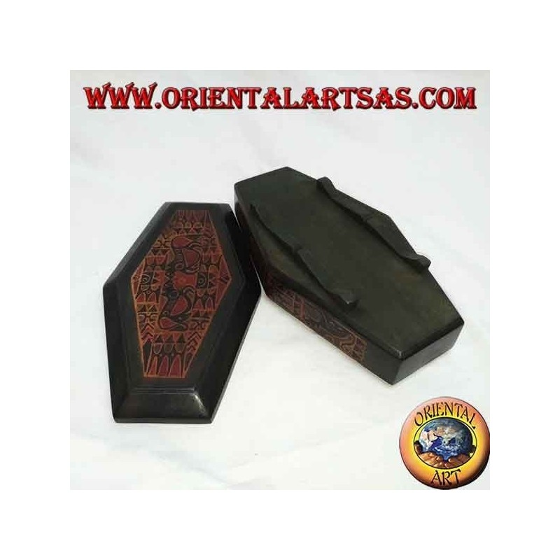 Hand-painted jewel case in rhombus Lombok mahogany (green, large)