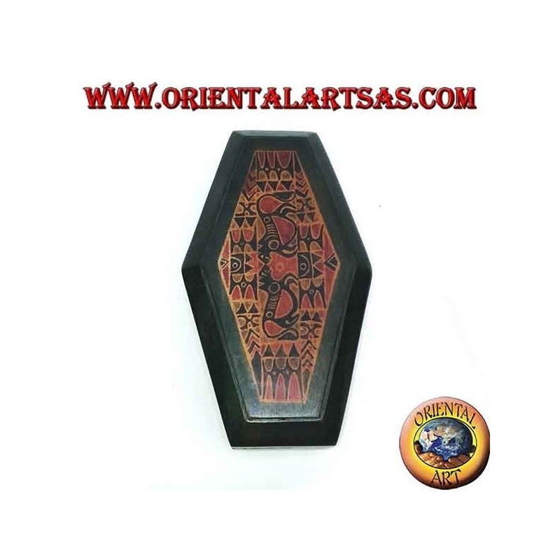 Hand-painted jewel case in rhombus Lombok mahogany (green, large)