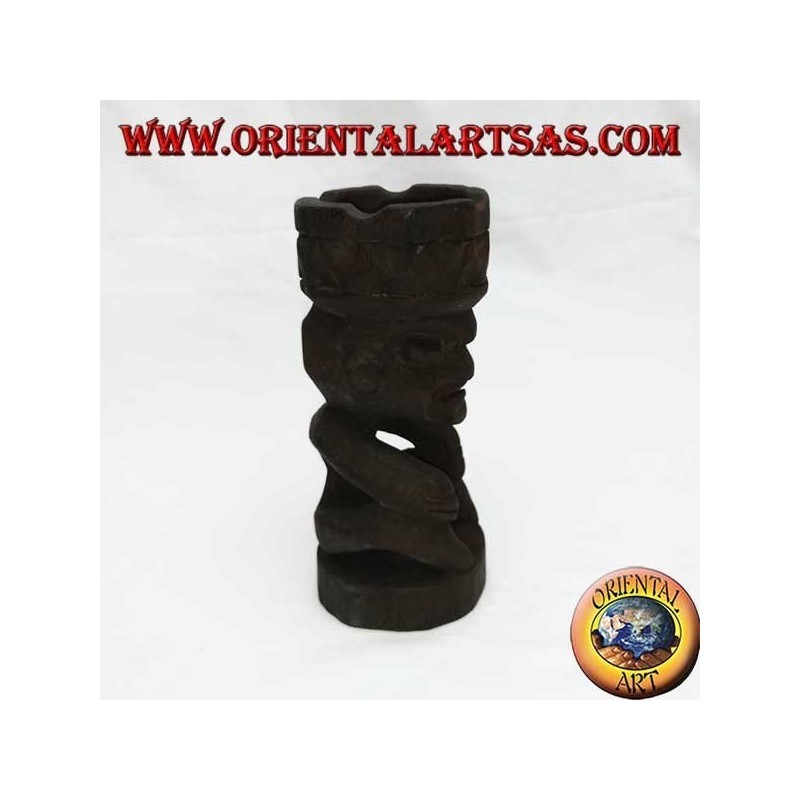 Ashtray in the crown of the tribal man in Teak wood