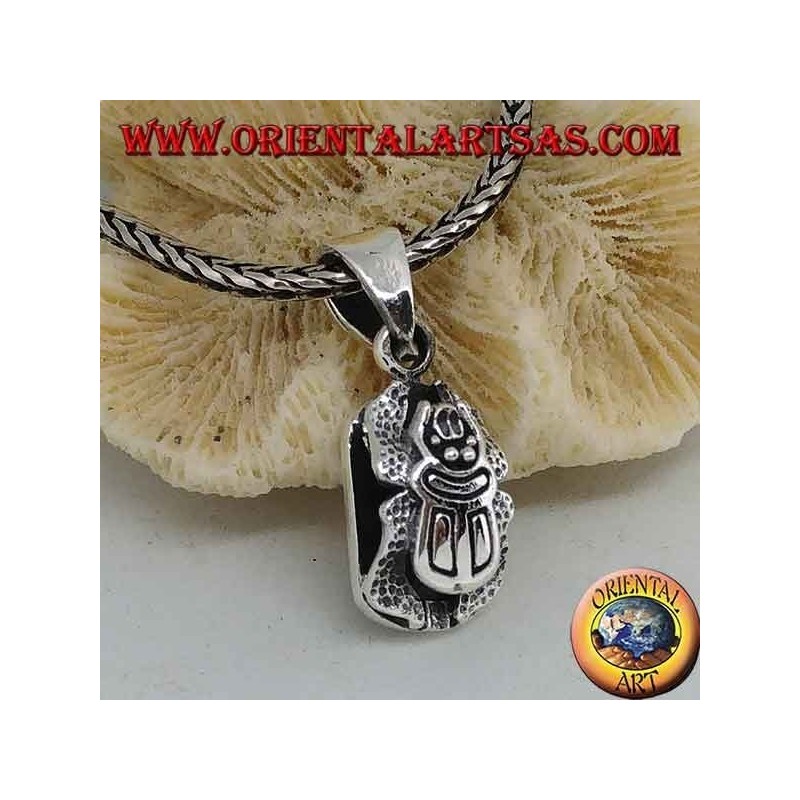 Large double-sided beetle pendant in silver