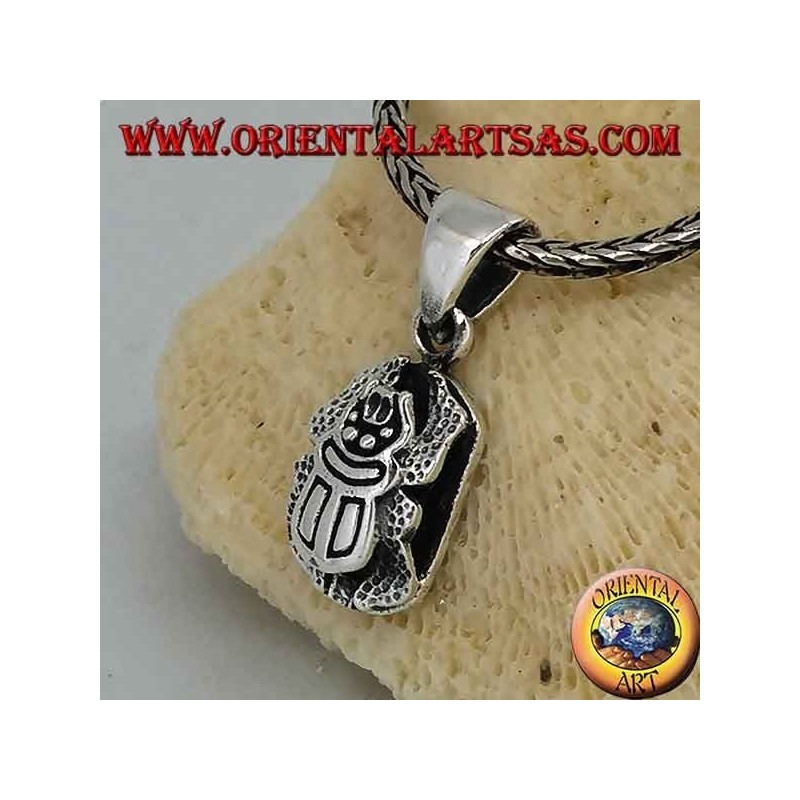 Large double-sided beetle pendant in silver