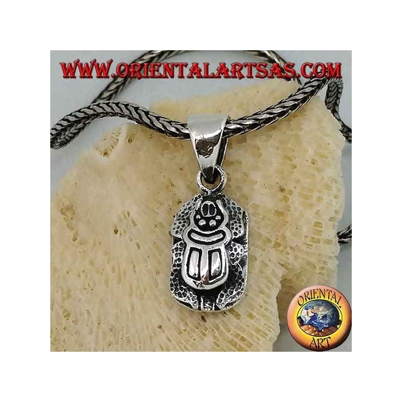 Large double-sided beetle pendant in silver