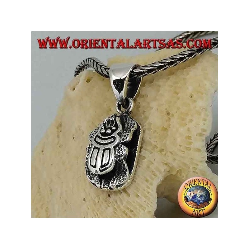 Large double-sided beetle pendant in silver
