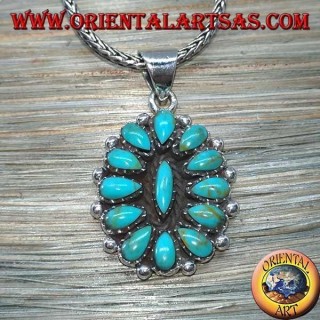 Pendentif en argent, bouclier avec turquoise indigène (Indiens d'Amérique)