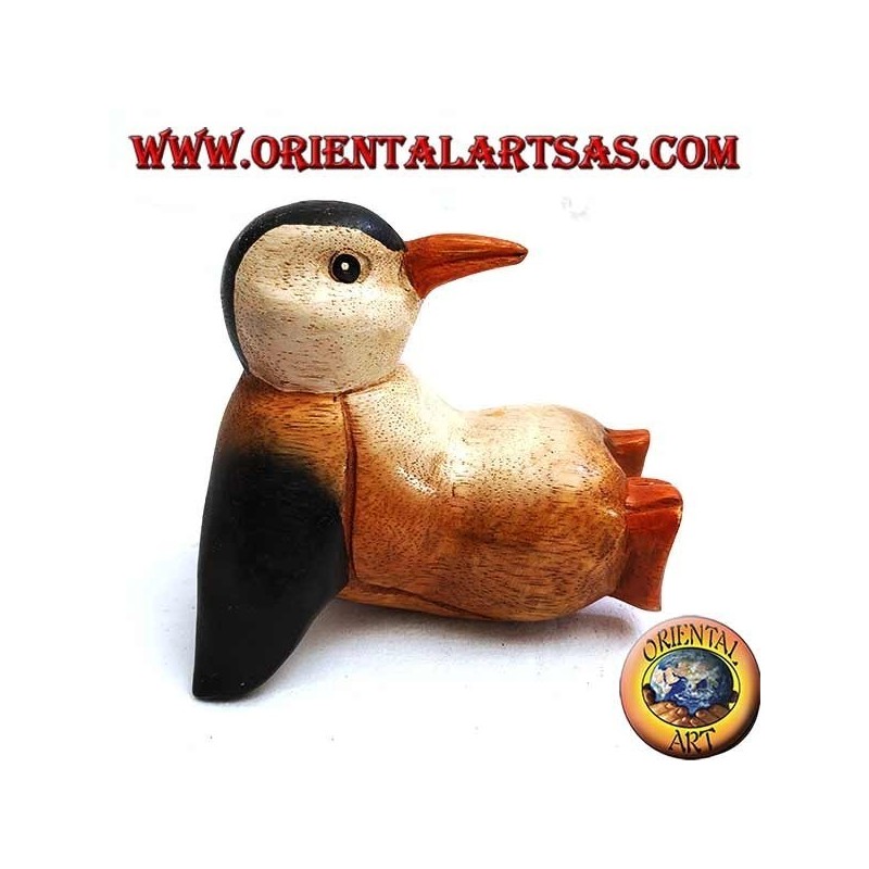 Penguin in colored suar wood (small)