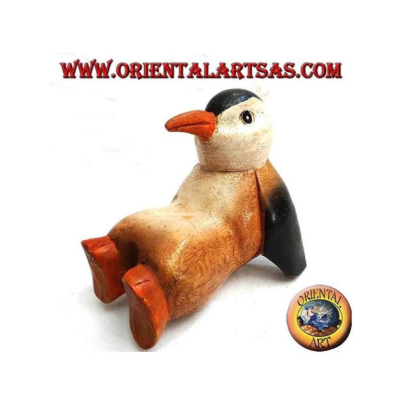Pinguino in legno di suar colorato (piccolo)