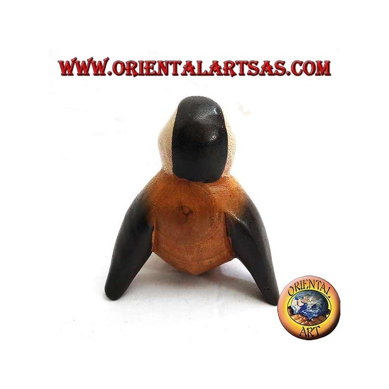 Pingouin en bois de suar coloré (petit)