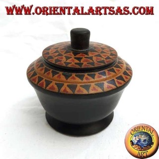 Lombok mahogany wood hand-painted jewelry box (black, large)