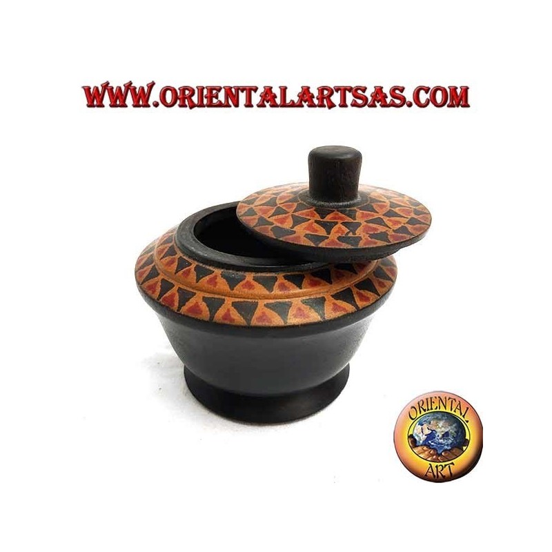 Joyero de madera de caoba lombok pintado a mano (negro, grande)